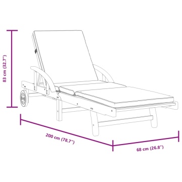 Șezlonguri 2 buc. cu perne 200x68x83 cm lemn masiv de acacia - Img 5