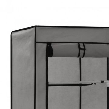 Șifonier cu bare și compartimente, gri, 150x45x175 cm, textil - Img 5
