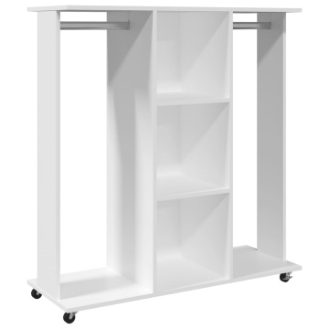 Șifonier cu roți, alb, 102x38x110 cm, lemn prelucrat - Img 2