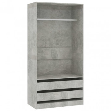 Șifonier, gri beton, 100x50x200 cm, PAL - Img 2