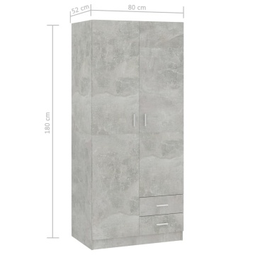 Șifonier, gri beton, 80x52x180 cm, PAL - Img 7