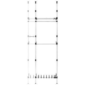 Sistem șifonier telescopic, cu bare și raft, aluminiu - Img 6
