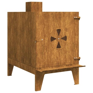 Sobă de camping 35x50x60 cm Oțel Corten - Img 2