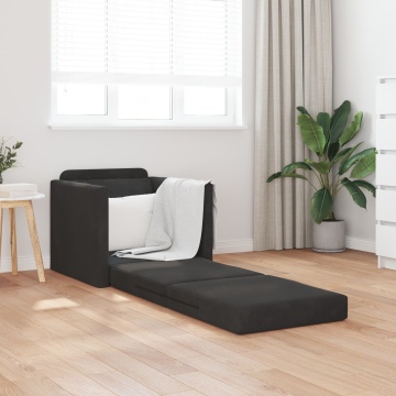 Sofa Pat 2-in-1 Negru 74x77x81 cm Catifea - Img 3