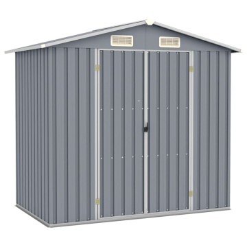 Șopron de grădină, gri, 205 x 129 x 183, oțel galvanizat - Img 1