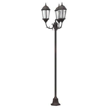 Stâlp de iluminat pentru grădină 3-lămpi E27 Bronz 220 cm Aluminiu - Img 4