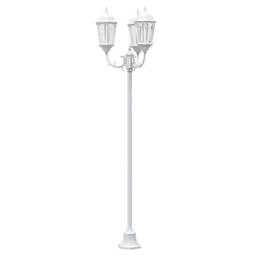 Stâlp de iluminat pentru grădină cu 3 lămpi E27 Alb 220 cm Aluminium - Img 4