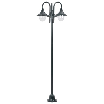 Stâlp iluminat grădină E27 220cm aluminiu 3 lămpi verde închis - Img 2