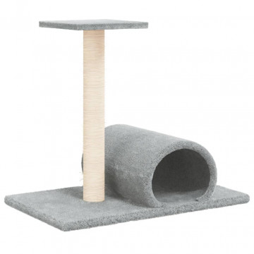 Stâlp zgâriere de pisici cu tunel, gri deschis, 60x34,5x50 cm - Img 2