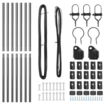 Stâlpi 7 pcs Gri Ø32 mm 210 cm Oțel galvanizat - Img 3