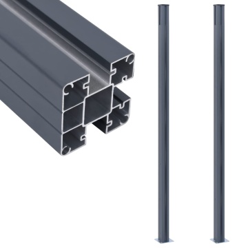 Stâlpi de gard, 2 buc., gri închis, 185 cm, aluminiu - Img 1