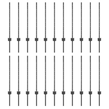 Stâlpi de gard 22 buc U-Channel Gri 120 cm Oțel - Img 2