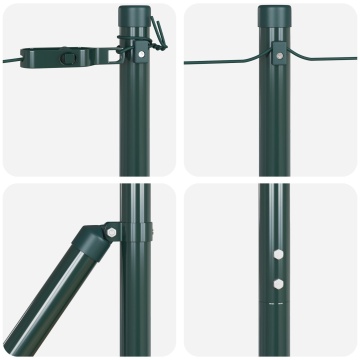 Stâlpi de gard, 26 buc., verde, Ø32 mm, 170 cm, oțel zincat - Img 4