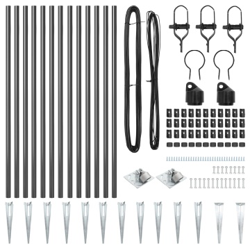 Stâlpi de gard cu vârf 13 pcs Ø32 mm 60 cm Oțel galvanizat - Img 3