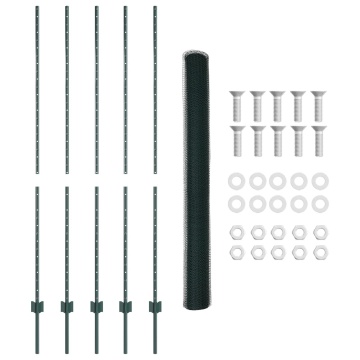 Stâlpi Gard 5 pcs U-Channel Verde 150 cm Oțel, Gard Hexagonal Verde 1.5x10 m Oțel - Img 4