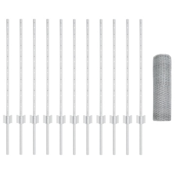 Stâlpi pentru Gard 11 buc U-Channel 80 cm Oțel Galvanizat, Gard Hexagon 0.8x25 m Oțel Galvanizat - Img 2