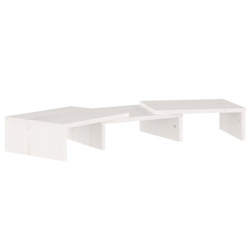 Stand pentru monitor, alb, 60x24x10,5 cm, lemn masiv de pin - Img 2