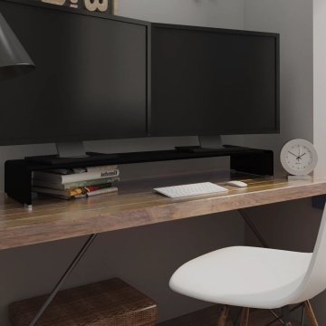 Stand TV/Suport monitor sticlă, 120x30x13 cm, negru - Img 1
