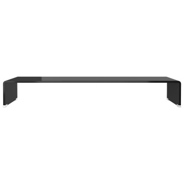 Stand TV/Suport monitor sticlă, 90x30x13 cm, negru - Img 3
