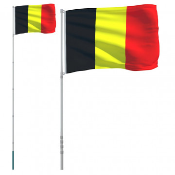 Steag Belgia și stâlp din aluminiu, 5,55 m - Img 2