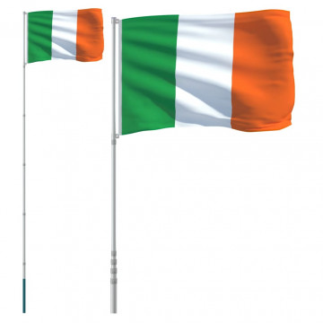 Steag Irlanda și stâlp din aluminiu, 5,55 m - Img 2