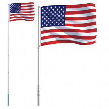 Steag SUA și stâlp din aluminiu, 5,55 m - Img 2