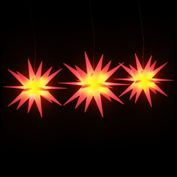 Stele iluminate Moravian LED-uri, 3 buc., roșu, pliabile - Img 3