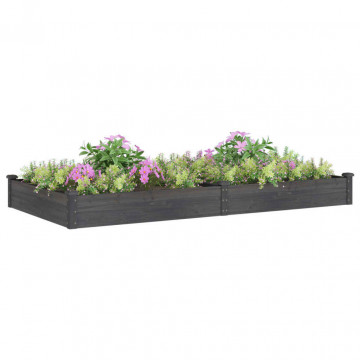 Strat grădină înălțat cu căptușeală gri 240x120x25cm, lemn brad - Img 3