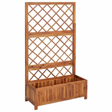Strat înălțat cu spalier, 85x38x150 cm, lemn masiv de acacia - Img 2