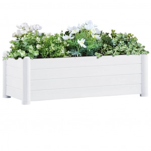 Strat înălțat de grădină, alb, 100 x 43 x 35 cm, PP - Img 1