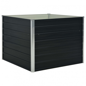 Strat înălțat de grădină antracit 100x100x77 cm oțel galvanizat - Img 2