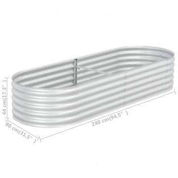 Strat înălțat de grădină argintiu 240x80x44 cm oțel galvanizat - Img 6
