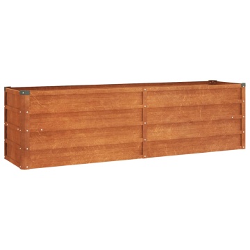 Strat înălțat de grădină, ruginiu, 160x40x45 cm, oțel corten - Img 2