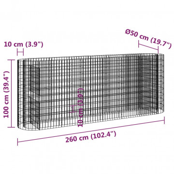 Strat înălțat gabion, 260x50x100 cm, fier galvanizat - Img 7