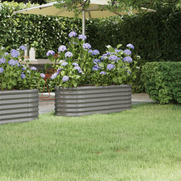 Strat înălțat grădină gri 114x40x36cm oțel vopsit electrostatic - Img 1