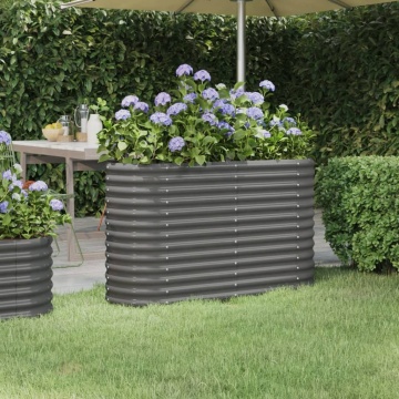 Strat înălțat grădină gri 114x40x68cm oțel vopsit electrostatic - Img 1