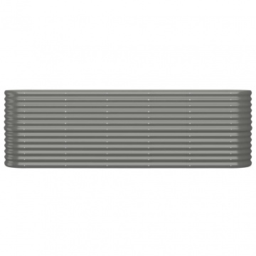 Strat înălțat grădină gri 224x40x68cm oțel vopsit electrostatic - Img 3