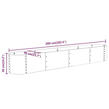 Strat înălțat grădină gri 260x40x36cm oțel vopsit electrostatic - Img 5