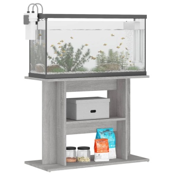 Suport acvariu, gri sonoma, 80x35x60 cm, lemn prelucrat - Img 3
