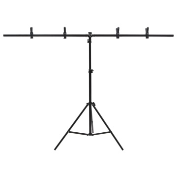 Suport de fundal în formă de T, negru, 151x60x(70-200) cm - Img 3