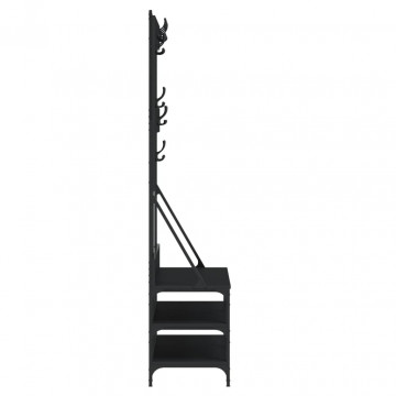 Suport de haine cu raft de pantofi, negru, 100x40x184 cm - Img 8