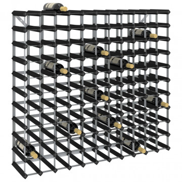 Suport de vinuri, 120 sticle, negru, lemn masiv de pin - Img 1