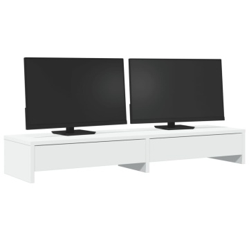 Suport monitor cu sertare, alb, 100x27x15 cm, lemn prelucrat - Img 3