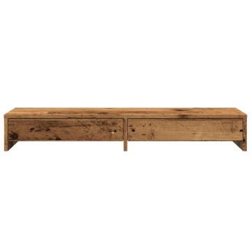 Suport monitor cu sertare lemn vechi 100x27x15cm lemn prelucrat - Img 4