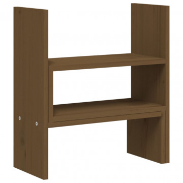 Suport monitor, maro miere, (39-72)x17x43 cm, lemn masiv pin - Img 6