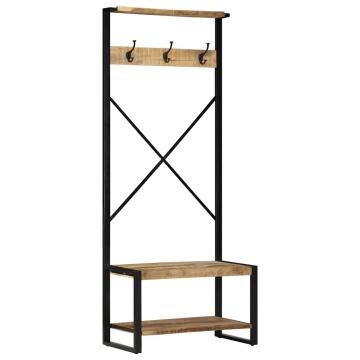 Suport pentru haine 80x40x190 cm lemn masiv de mango - Img 1