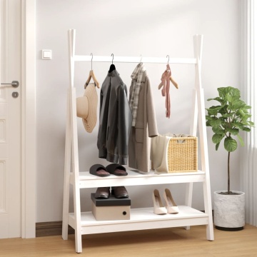 Suport pentru haine, alb, 100x45,5x150 cm, lemn masiv de pin - Img 1