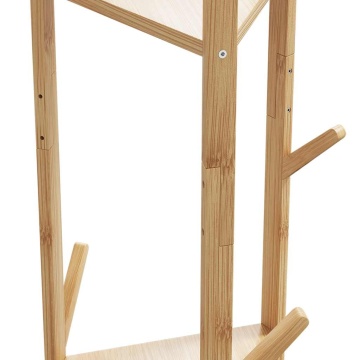 Suport pentru haine cu cârlige și rafturi 39x33x166 cm bambus - Img 6