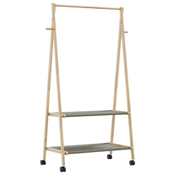 Suport pentru haine cu rafturi și roți 96x45,5x155,5 cm bambus - Img 5