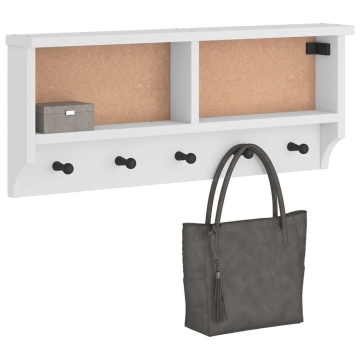 Suport pentru haine SANDNES alb 87x12x35 cm lemn masiv de pin - Img 1